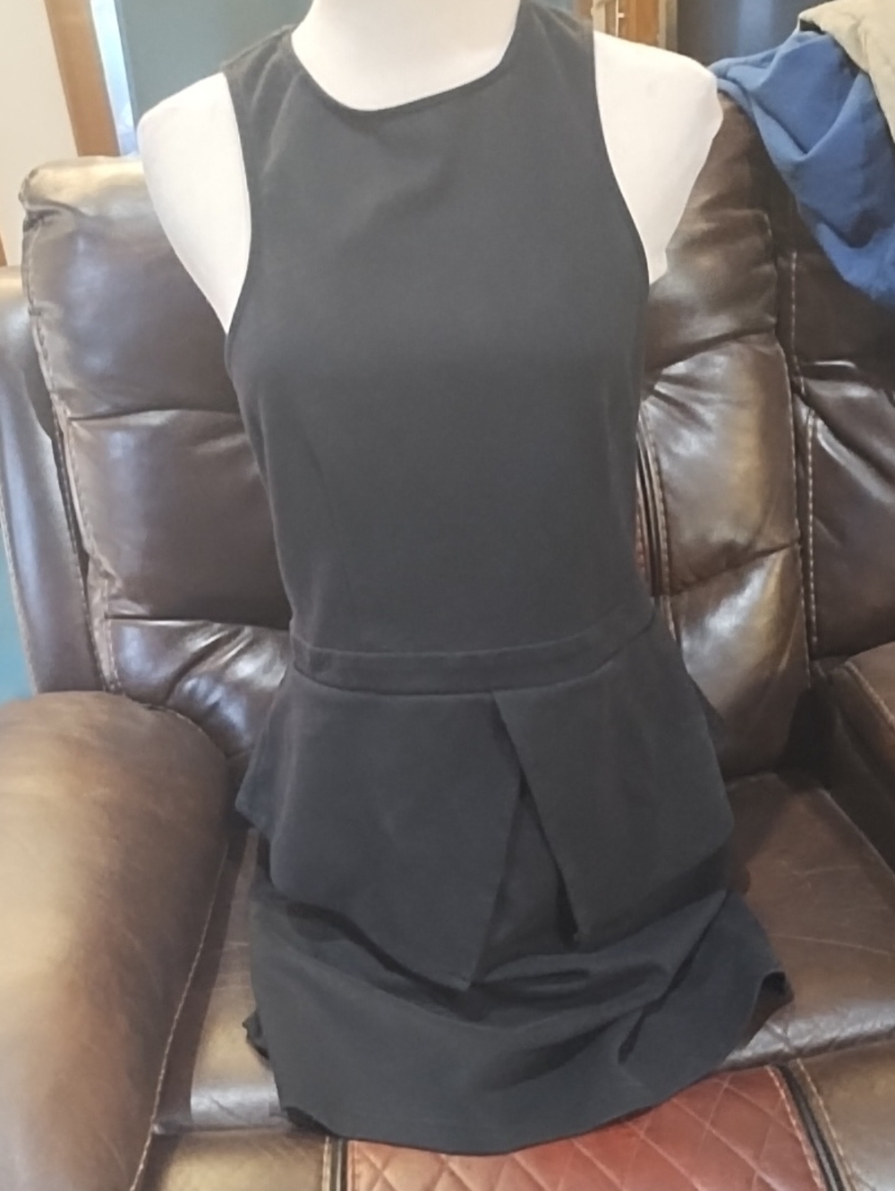 Black Sleeveless Peplum Dress